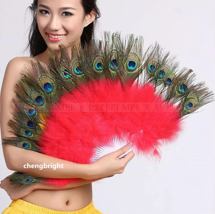 Оптовая продажа 1 шт. красивое натуральное павлинье перо веер для танцевальных