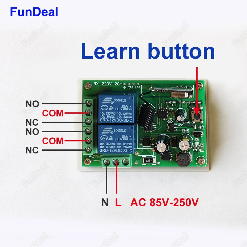 Универсальный беспроводной пульт дистанционного управления 433 МГц AC 85V ~ 250V 110V 220V