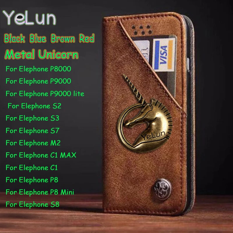 YeLun Ретро Чехлы для Elephone P8 S7 S3 S2 Mini C1 кошелек с единорогом флип чехол из