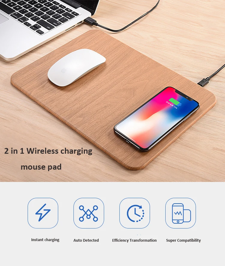 BALMORA QI дорожное Беспроводное зарядное устройство коврик для мыши iPhone X 8 8P USB