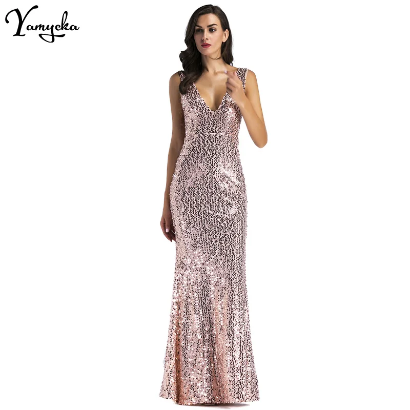 2022 Sexy Women Gold Sequins Sleeveless Dress Woman Backless Floor Length Long Luxury Club Party Dresses Maxi Vestido De Festa