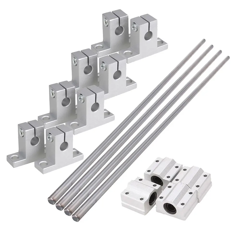 Horizontal 8mm Dia Linear Motion Ball Bearing Slide Bushing &amp500mm Shaft Optical Axis with Rod Rail Support Set of 16 | Обустройство