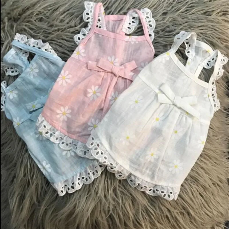 Платье для собак 100% хлопок одежда щенков цветочный узор маленьких кружевной