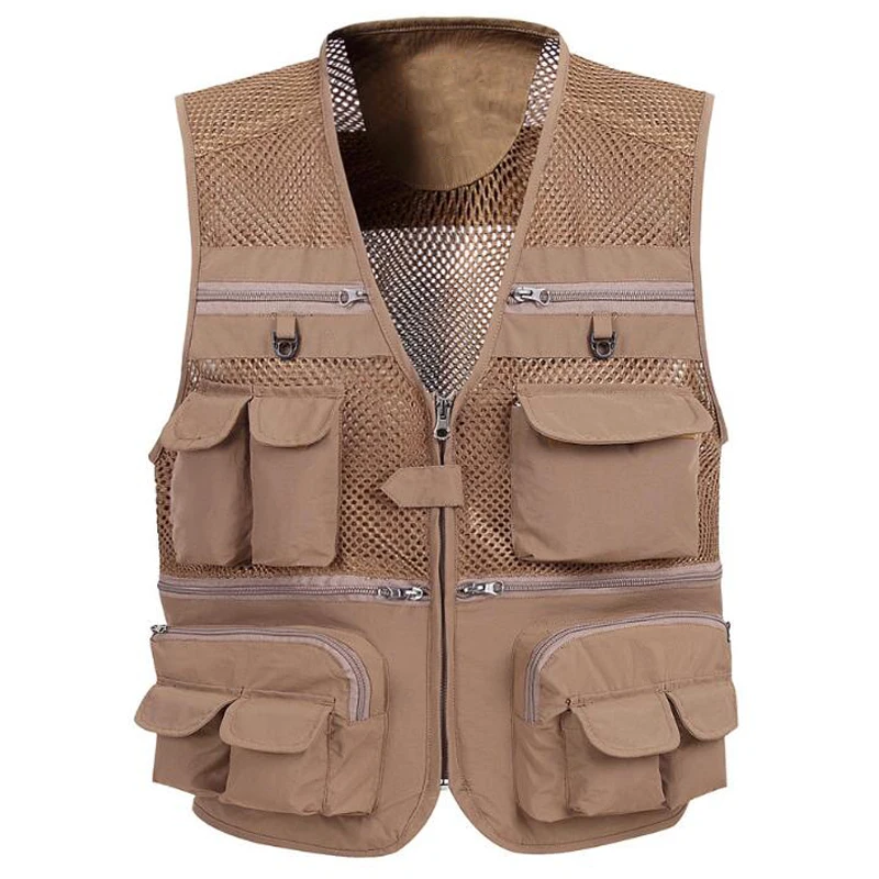 

High Quality Summer Men Vest Outwear Mesh Sheer Coats Sleeveless European Men Vest Tactical Tooling Vests For Men S3168