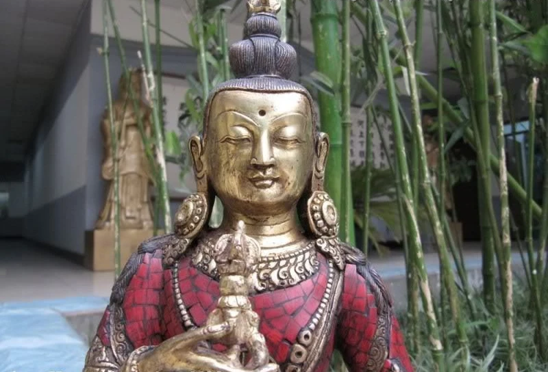 Непальский чистый Бронзовый 24K золотой позолоченный инкрустационный красный