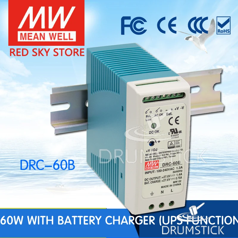

Steady MEAN WELL DRC-60B 27.6V meanwell DRC-60 59.34W Single Output with Battery Charger (UPS Function)