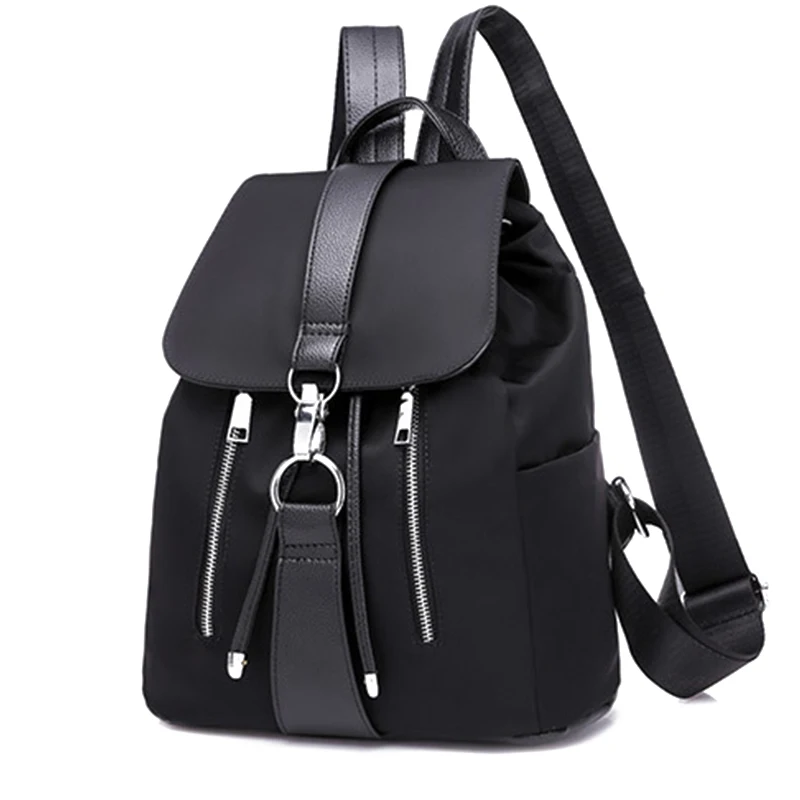 Women Backpack School Bags For Teenager Girls Nylon Zipper Lock Design Black Femme Mochila Female Fashion Sac A Dos | Багаж и сумки