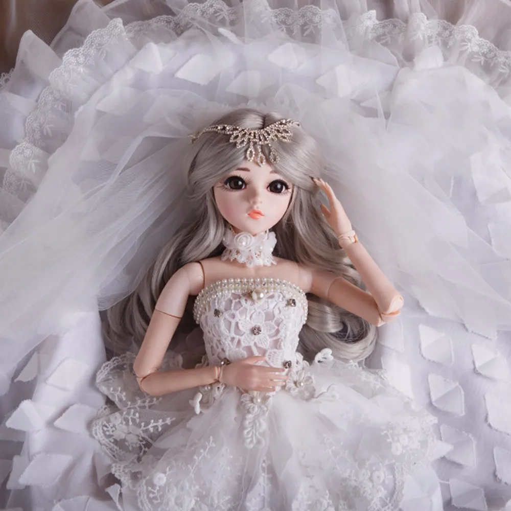 BJD 1/3 кукла для девочки с коричневыми глазами белая свадебное платье ручная