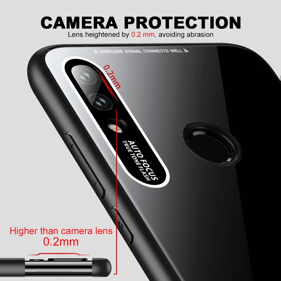 Redmi 7 Leica Lens Tempered Glass Case For Xiaomi Note Luxury Glitter Silicone TPU Frame Hard Full Back for | Мобильные телефоны и