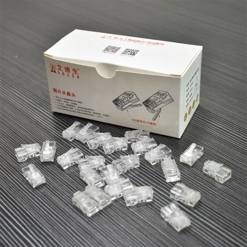 Разъем RJ45 Cat6 100 шт. 8P8C модульный разъем для кабеля Ethernet позолоченный Cat 6 Обжимной