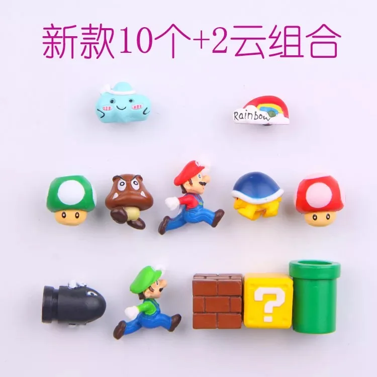 12 new combinations 3D милый супер Марио смолы магниты на холодильник костюм для детей украшения дома фигурки настенные Marios пули кирпичи - Цвет: 12 new combinations