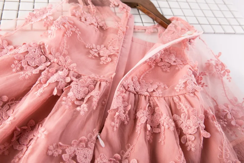 Summer Girl Clothes Kids Flare Sleeve Dresses For Girls Lace Flower Dress Baby Party Wedding Children Princess | Детская одежда и