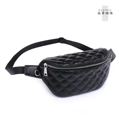 Without pearls Тренд дизайн полоса Lingge жемчужная цепь Pu кожаная поясная сумка для женщин поясная сумка чехол для телефона поясная сумка - Цвет: Without pearls