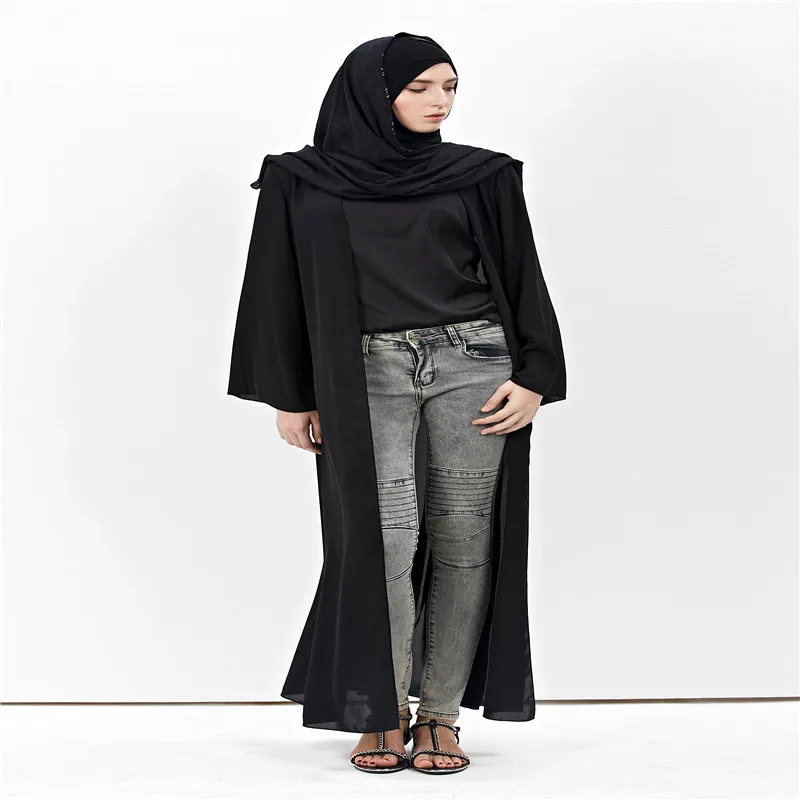 Мусульманский женский кардиган с открытым передом Модный корейский пеньковый
