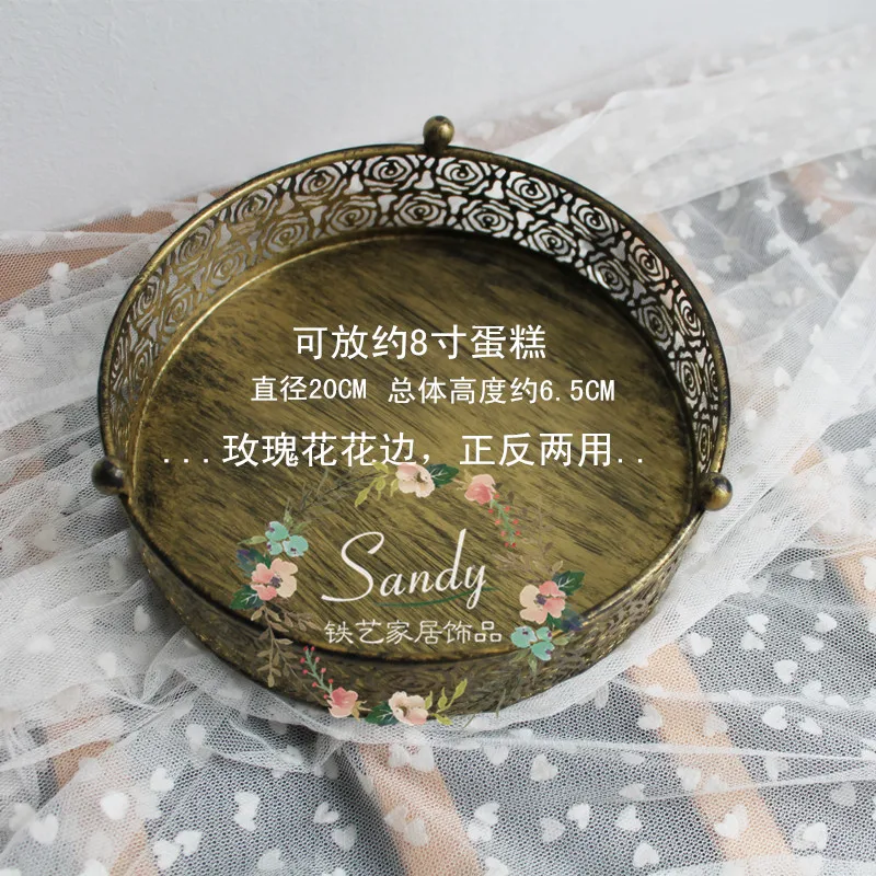 Европейский стиль металлический черный покрытый золотом торт