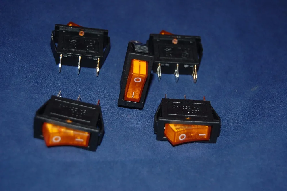 5 шт. Прямоугольный желтый светильник с подсветкой 2 позиции клавишный