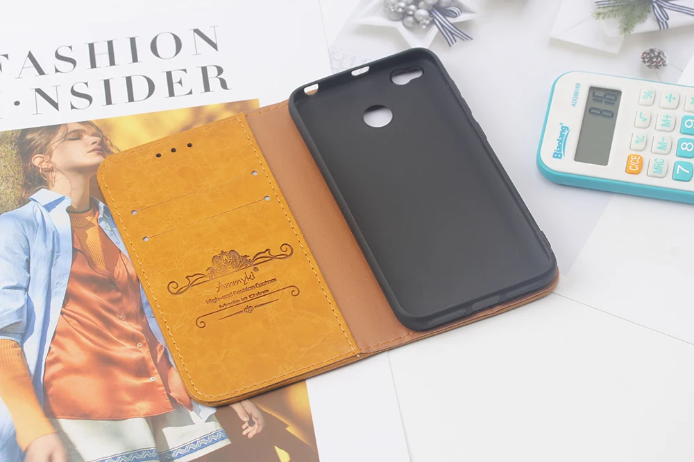 Чехол AMMYKI redmi 4X из искусственной кожи с откидной крышкой и металлическим треугольником, задняя крышка для телефона 5,0 дюйма для xiaomi redmi 4X, чехол