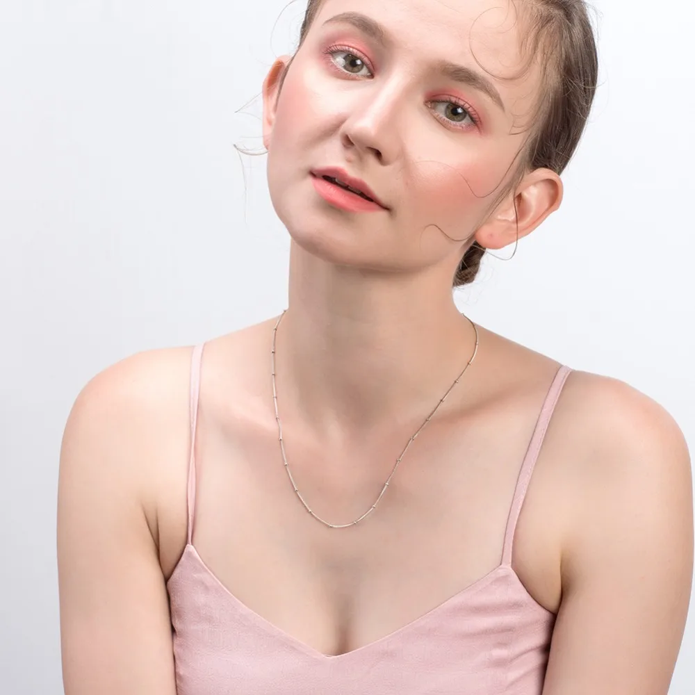 ORSA JEWELS Чистая 925 боковая цепочка с маленьким шариком длиной 45 см, простая модная женская цепочка из стерлингового серебра, ювелирные аксессуары SC22
