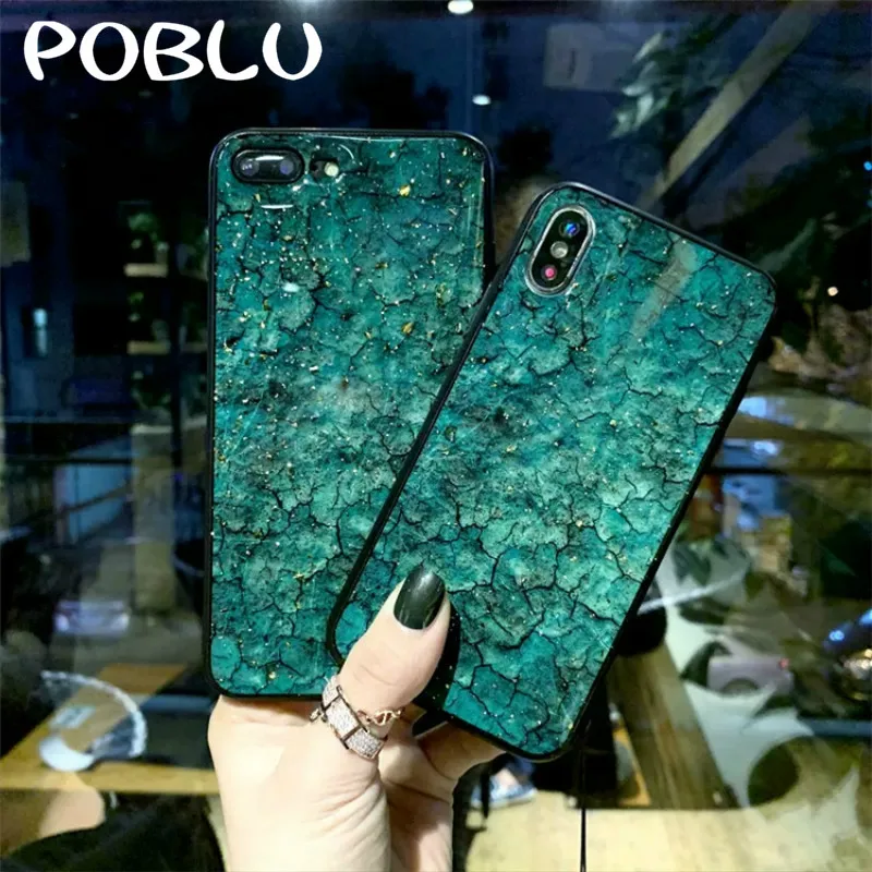 POBLU Роскошные изумрудные фольгированные блестящие мраморные чехлы для телефонов