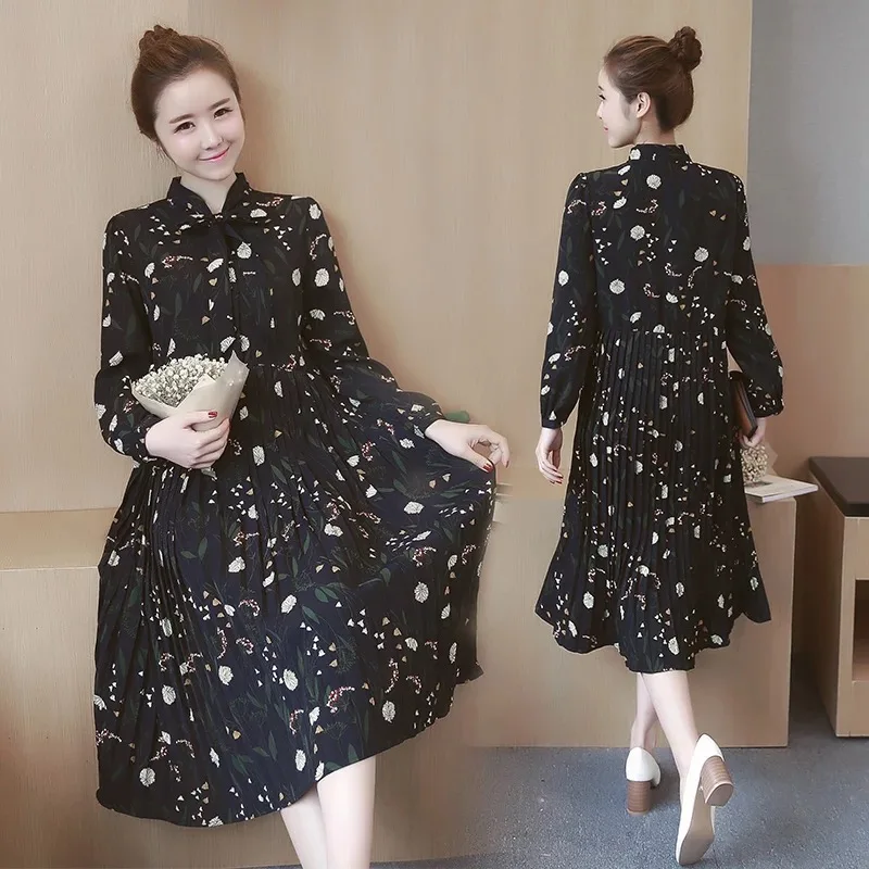 Элегантные платья для беременных женщин Топы с длинным рукавом Весенняя осенняя