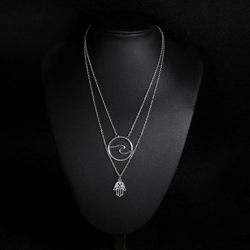 2018 очаровательные Модные Серебристые Цепочки и ожерелья ладони серебряный