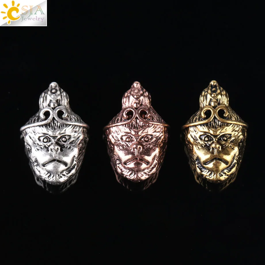 Модные подвески-бусины CSJA Sun Wukong с головой мифа обезьяны антикварные подвески