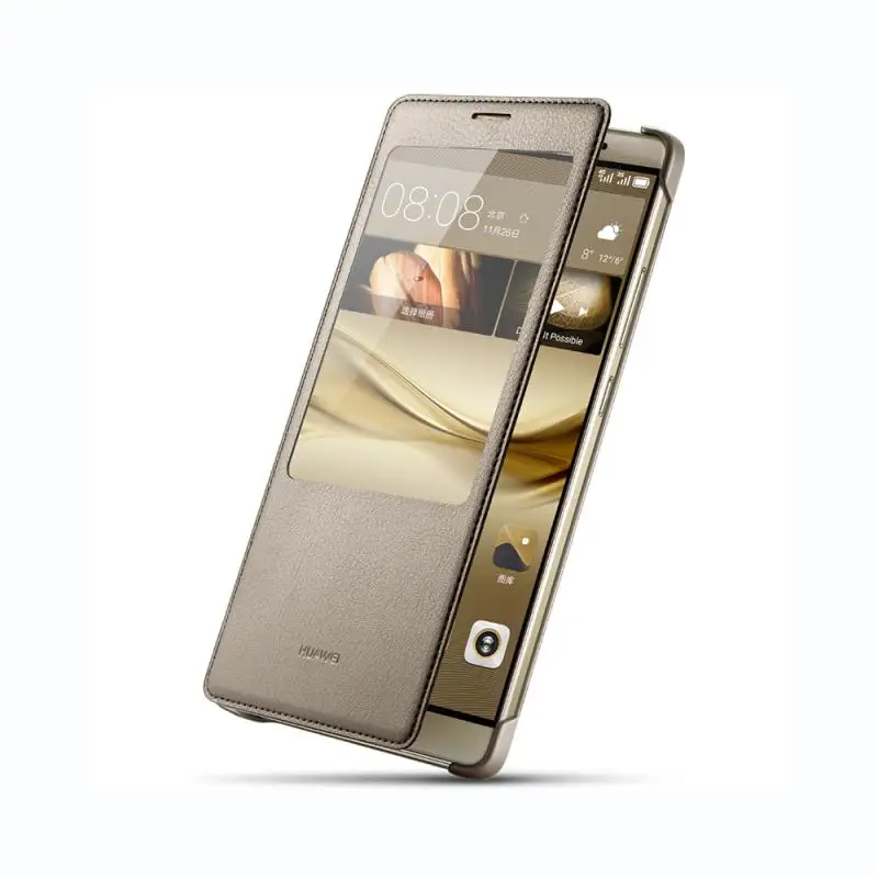 huawei mate 8 кожаный флип-чехол роскошный чехол mate 8 защитный чехол умный вид окна авто пробуждение с коробкой