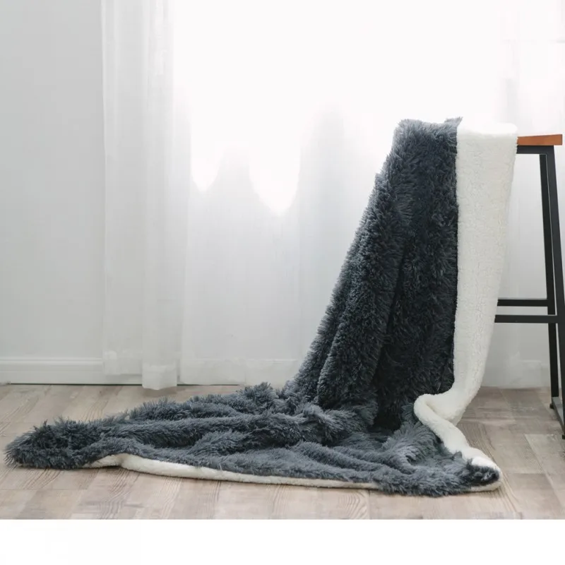 Supper Soft and Furry Warm Gray Blanket Throw with Long Faux Fur Shaggy 51&quotx63&quot for adult | Дом и сад