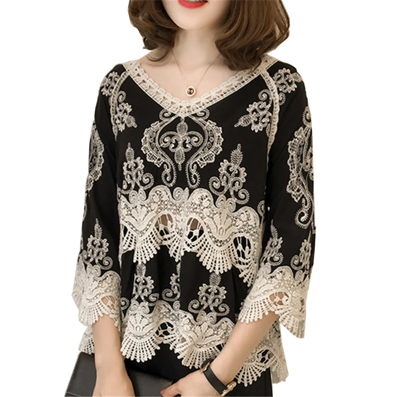 Цветочный Вышивка шифон Блузки для малышек 2017 женская обувь женский рубашка