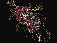 2pclot red rose hot fix rhinestone motif rhinestone iron on transfers designs strass iron patches for shirt