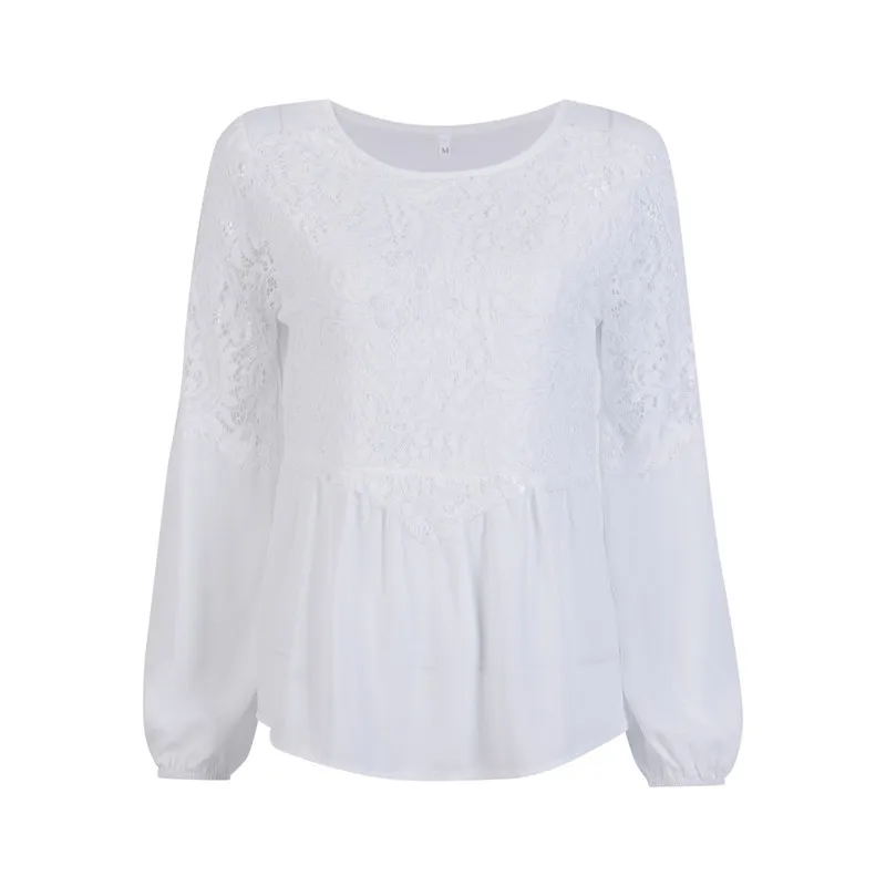 Long Sleeve Blouse Women Tops Chiffon Lace Blouses 2017 Plus Size Female White Lady Shirt Top Blusas woman clothing |