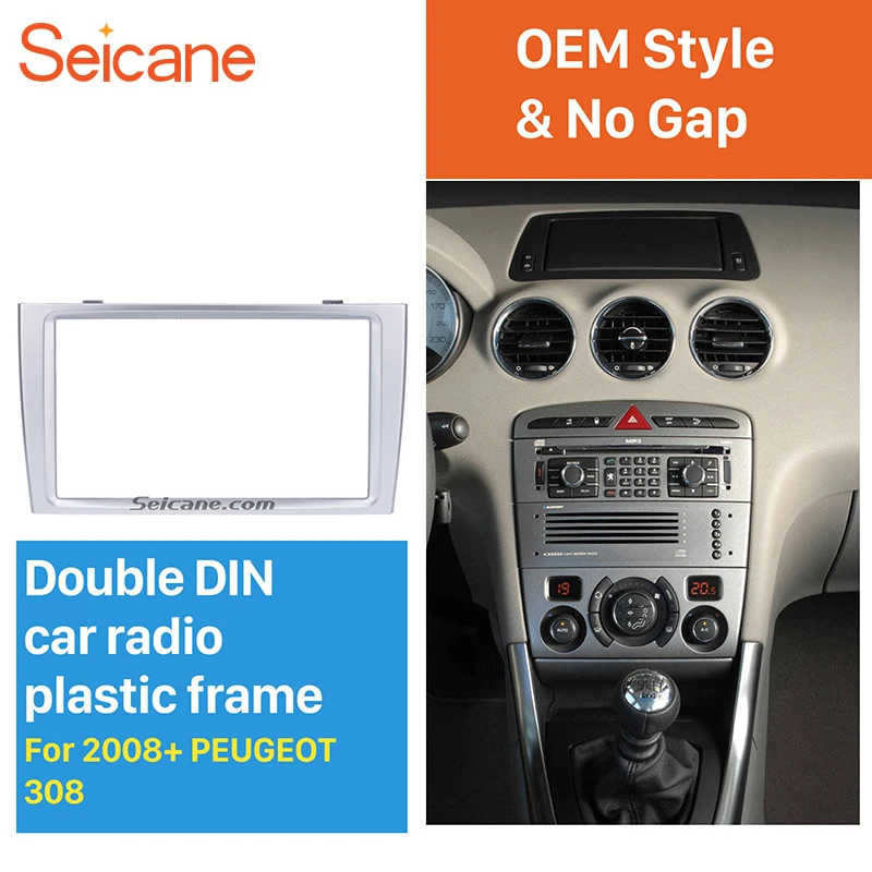

Seicane 2 Din OEM Car Auto Stereo Fascia for 2008+ PEUGEOT 308 Radio Interface Panel In Dash Mount Kit