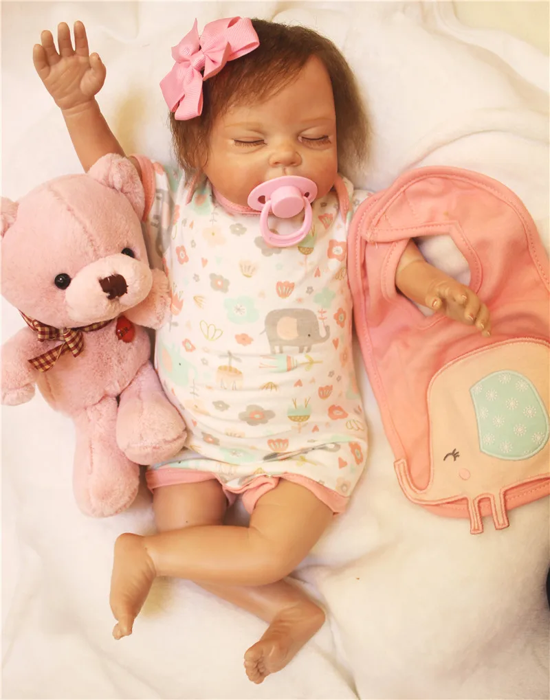 Кукла новорожденная силиконовая мягкая хлопковая кукла с медведем Реалистичная