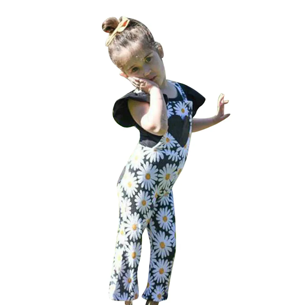 Новинка лета 2019 детская одежда для маленьких девочек комбинезон без рукавов с