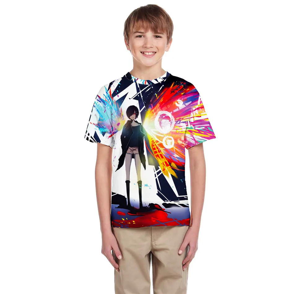 7T-14T Kids Fashion Anime 3d T-shirt Children Naruto Sasuke Tokyo Ghoul Cool Brand T shirt Big Boy Girl Pullover Tshirts Tops