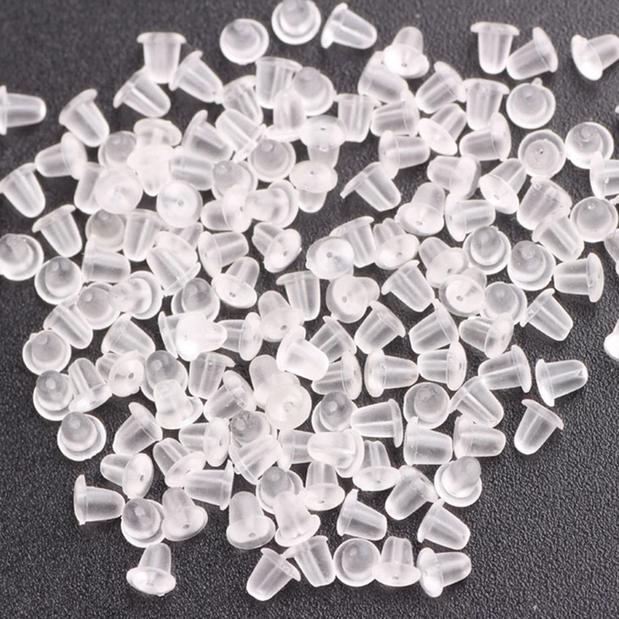 100 шт./пакет акриловые серьги Назад Пробки силиконовые Earnuts серебро фиксатор для