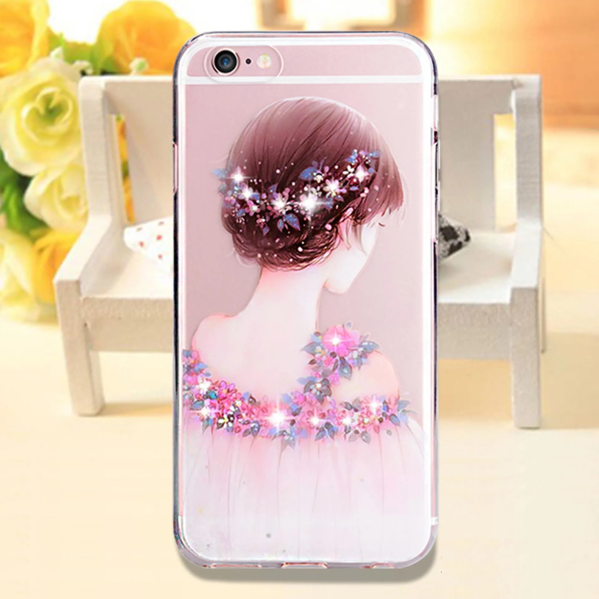 Новый чехол для iPhone Xs с алмазным рисунком Apple 8plus прозрачный из ТПУ полноразмерные
