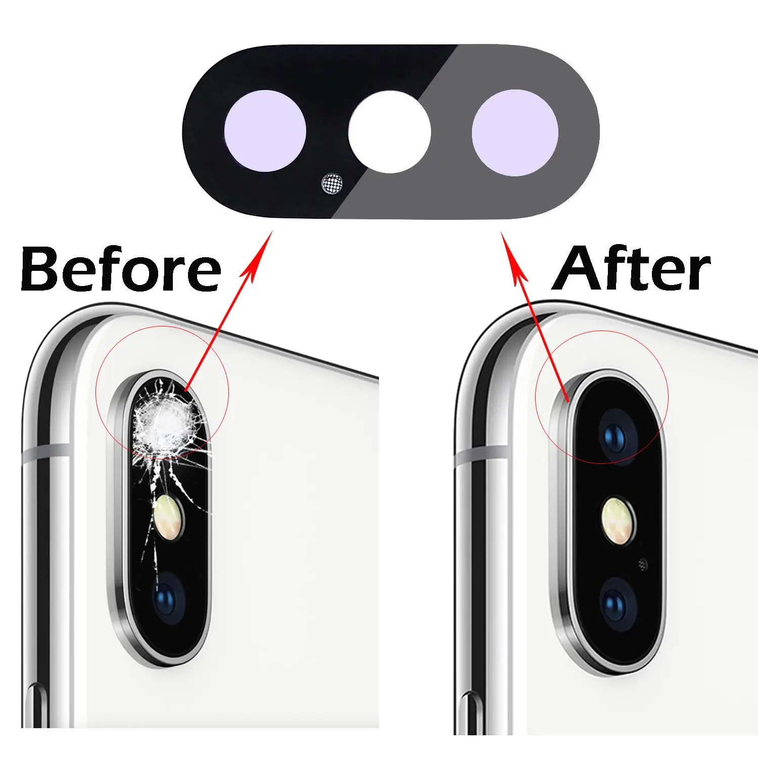 OEM задняя камера стеклянная крышка объектива Замена для iPhone X с набором инструментов и aheesive предустановлен