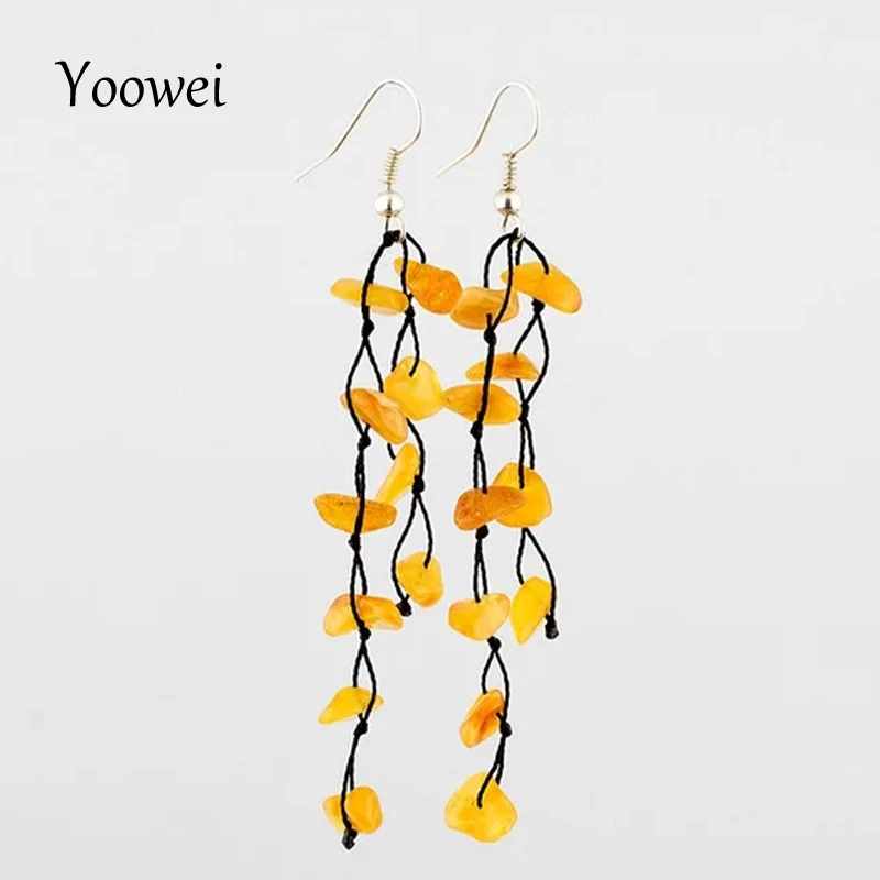 Женские асимметричные серьги Yoowei дизайнерские ручной работы из натуральной