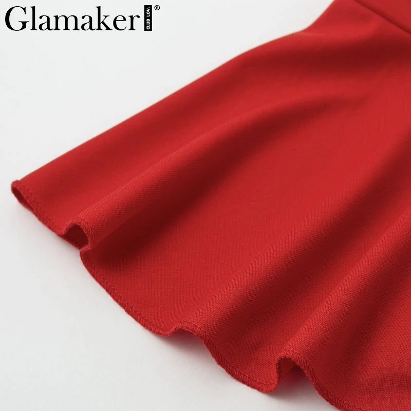 Glamaker Ruffles кружевное сексуальное мини-сарафан женское праздничное пляжное короткое платье с открытой спиной Вечерние женские летние платья с красным поясом Vestidos
