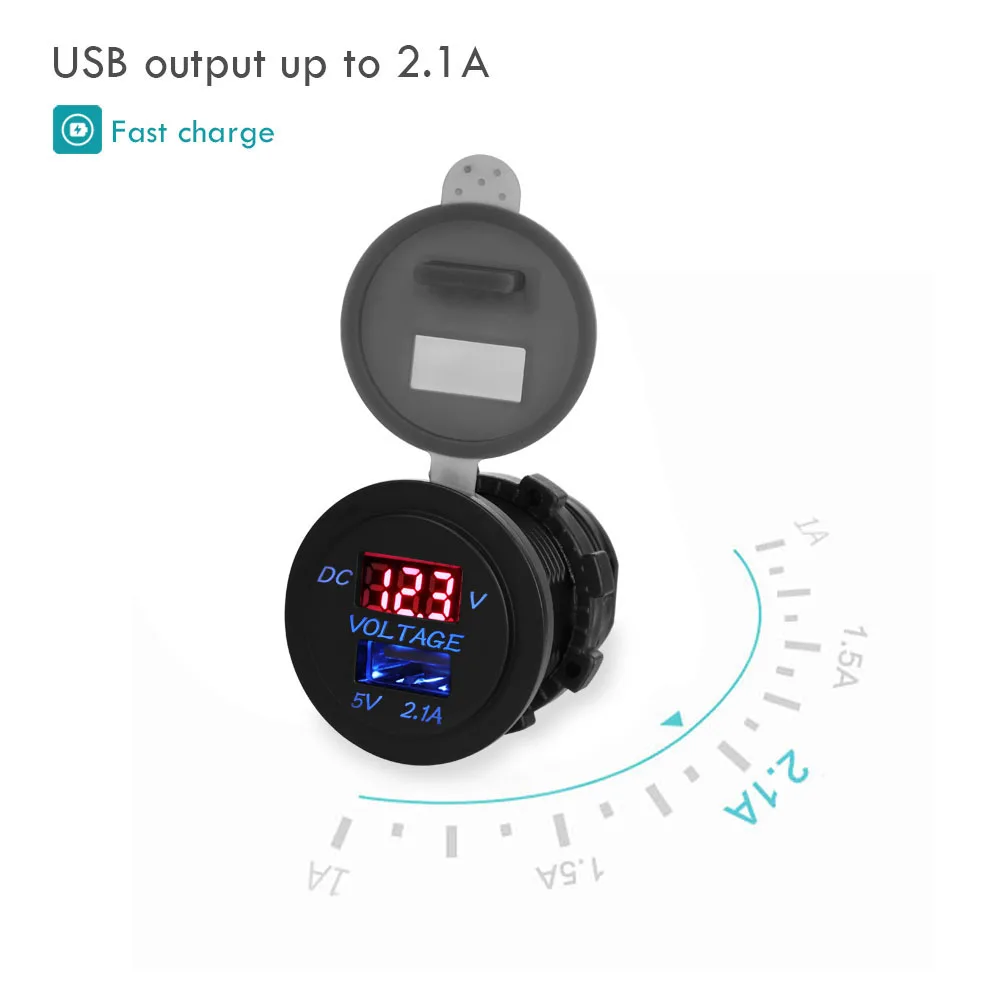 Onever светодиодный автомобильный разъем 2.1A USB зарядное устройство розетка с вольтметром модификация аксессуар для мотоцикла мотор грузовик ATV Лодка 12-24 В