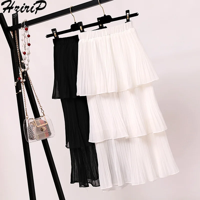 Hzirip Hot Pleated Skirt Women Solid 2018 Summer Cotton High Waist Long Sexy Casual Skirts Womens faldas mujer moda | Женская одежда