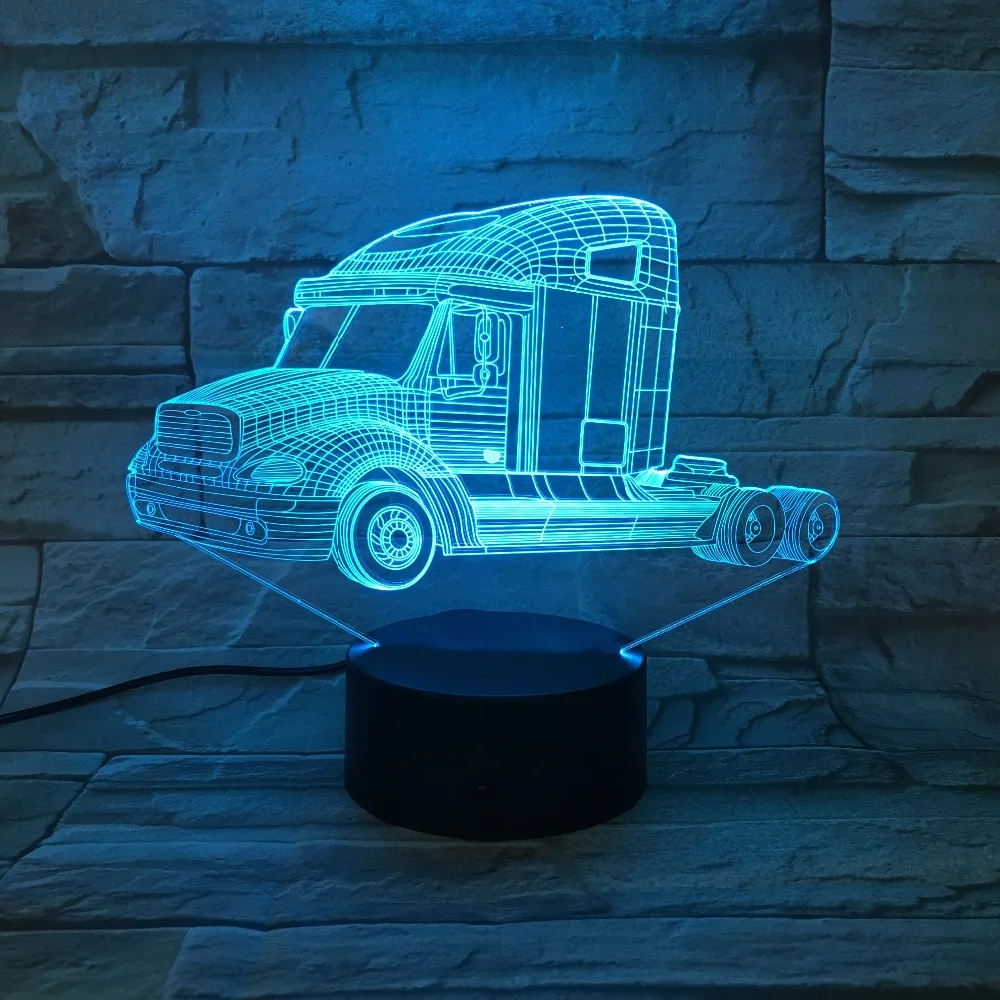 Тяжелых грузовиков 3D ночной Светильник автомобильная лампа USB 7 цветов Изменение