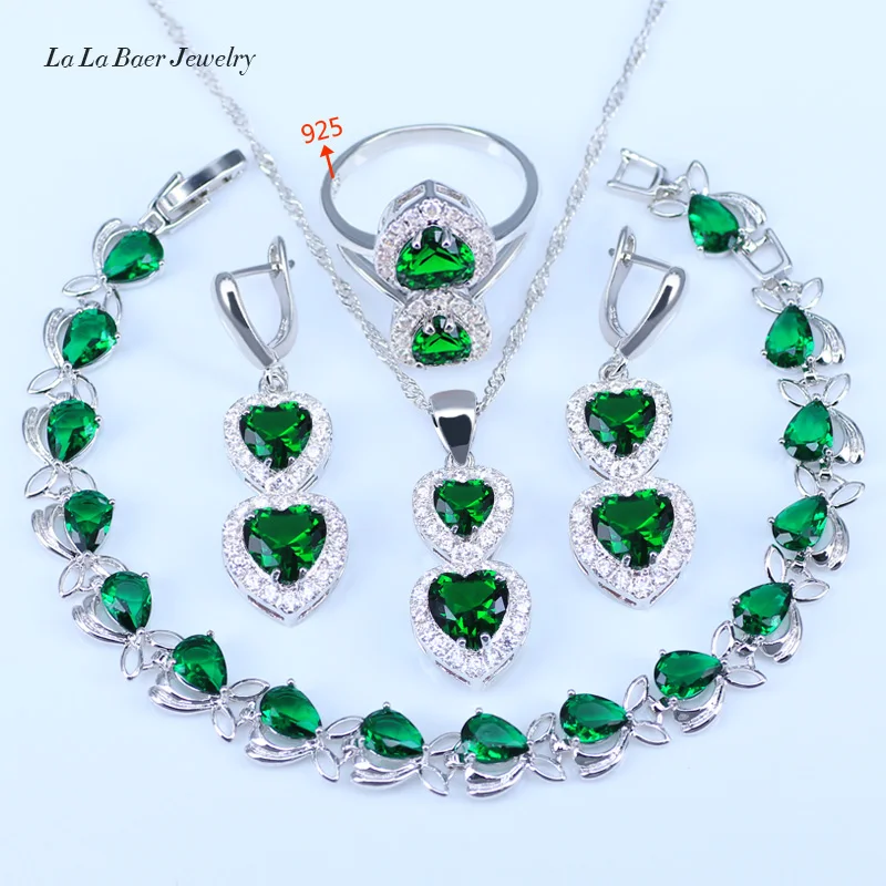 Mind in style Зеленый Кристалл Белый Цирконий Серебро 925 серебряный костюм Ювелирные