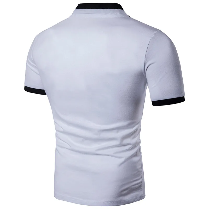 

Vogue Men T-shirt European And American Style Henry Collar short-sleeved Tees Solid Casual Slim Blouse Men Clothing