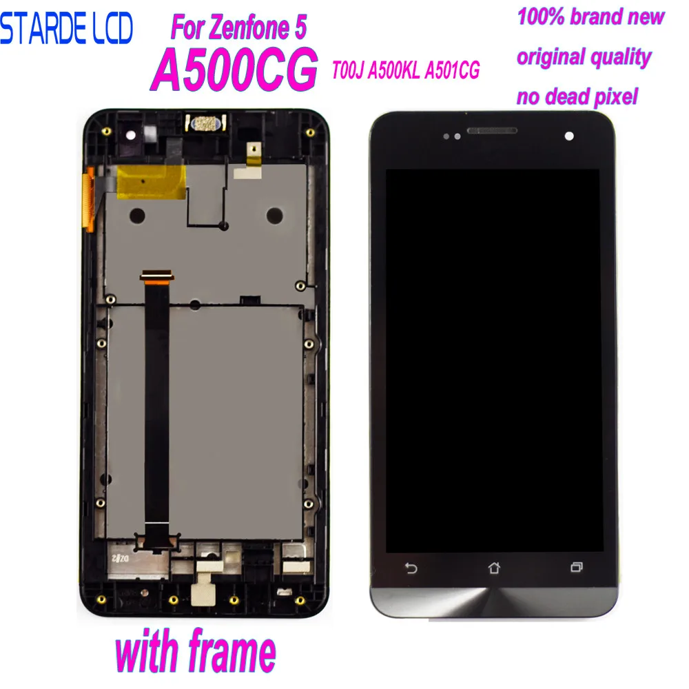 

5.0" Original Display for ASUS Zenfone 5 LCD Touch Screen with Frame Zenfone 5 Display T00J A500KL A500CG A501CG T00P Digitizer