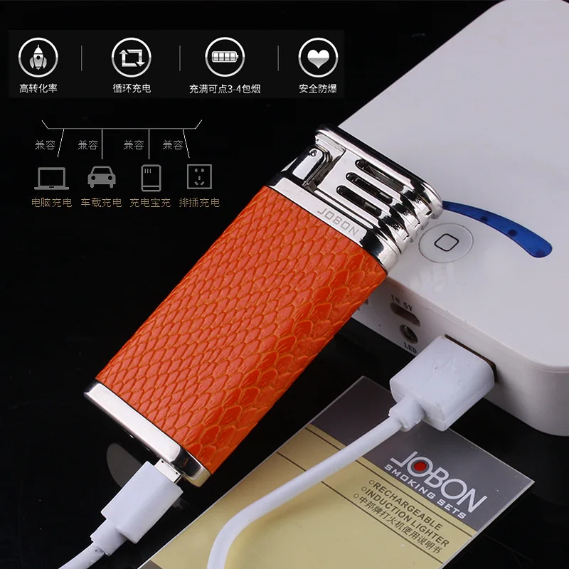 Новинка 2018 кожаная USB зажигалка с подзарядкой электронная лампа двойной дугой