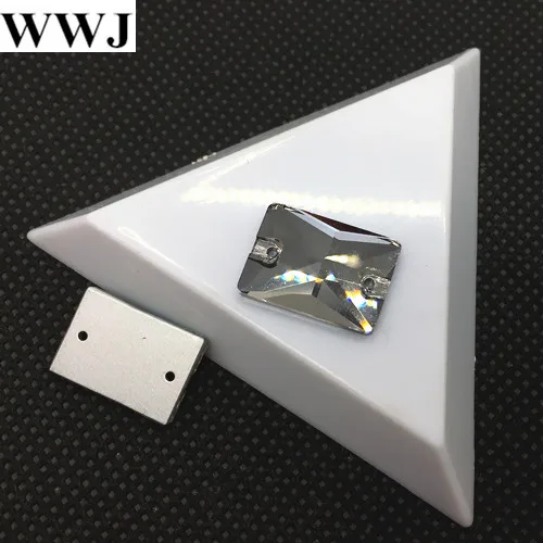 clear grey 8x10,10x14,13x18,18x25 мм, все размеры, цветные стеклянные кристаллы прямоугольной формы, пришитые Стразы с плоским основанием, 2hols Seewing Jewelry Beads - Цвет: clear grey