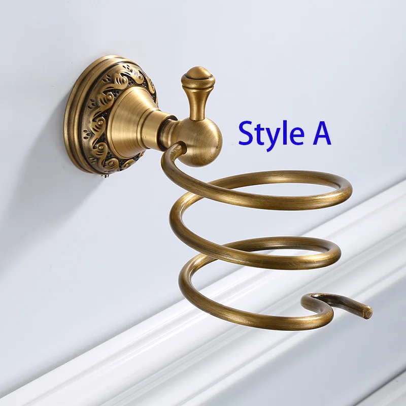 Hair Dryer Holder A Держатель для фена, антикварная полка для ванной комнаты, алюминиевый настенный держатель для фена, подставка для фена и органайзер для салона - Цвет: Hair Dryer Holder A
