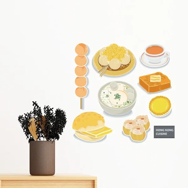 Гонконгская карта рыба мясо тусклый сум еда Закуски суп Китай съемные настенные